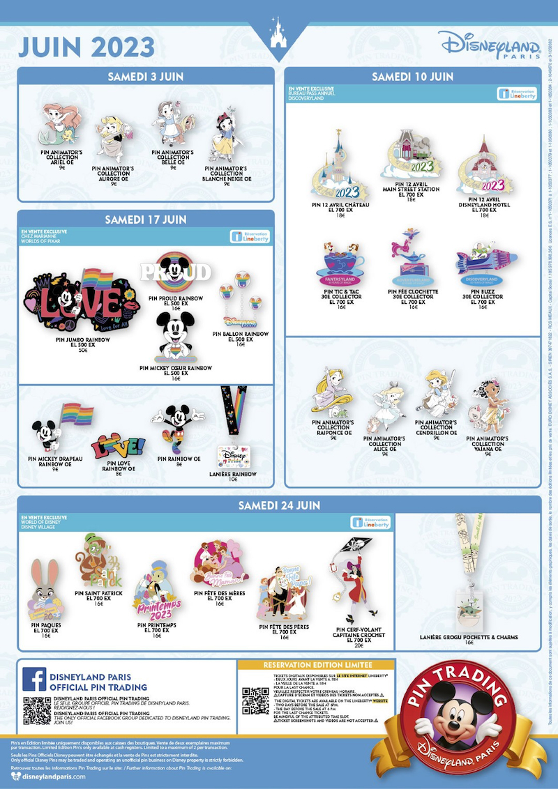 Disneyland Paris Pin Trading Schedule for June 2023 Released – Mousesteps