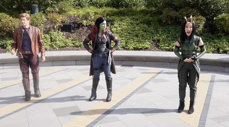Star-Lord, Gamora and Mantis in Guardians of the Galaxy: Dance Challenge! at Disneyland Paris in Summer 2023