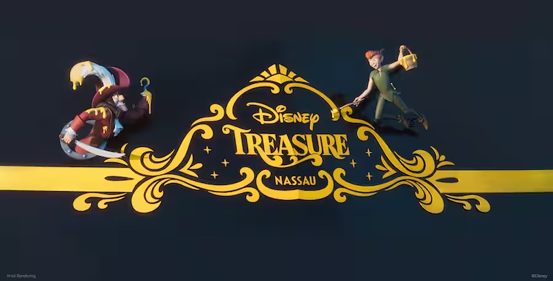 Disney Treasure Stern Artwork Featuring Peter Pan and Captain Hook