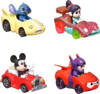 Hot Wheels Disney Racerverse with Stitch, Vanellope, Mickey and Hiro as drivers