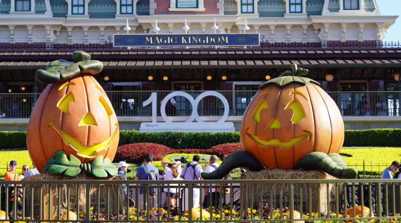 Two pumpkins outside the Magic Kingdom for 2023 Halloween season