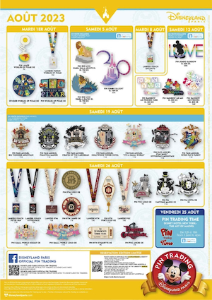 Disneyland Paris Pin Trading Release Schedule for August 2023
