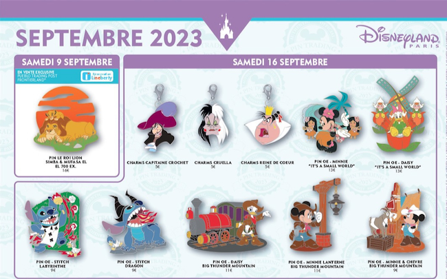 Disneyland Paris Pin Release Schedule for September 2023