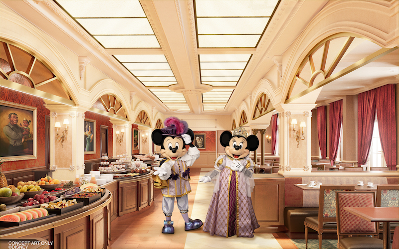 Mickey and Minnie at the Royal Banquet Restaurant - Disneyland Hotel Concept Art at Disneyland Paris