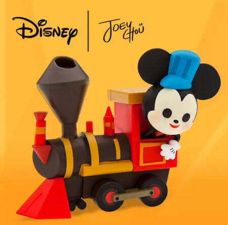 Mickey in locomotive vinyl figure by artist Joey Chou