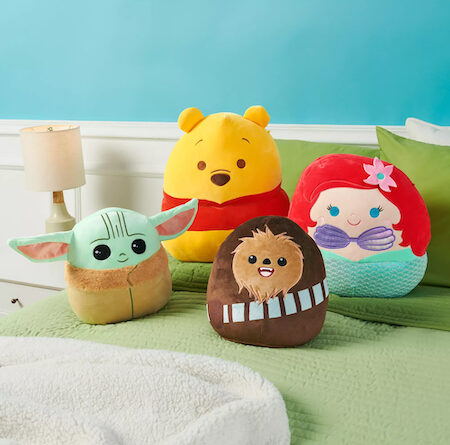 Squishmallows of Pooh, Grogu, Ariel and Chewbacca