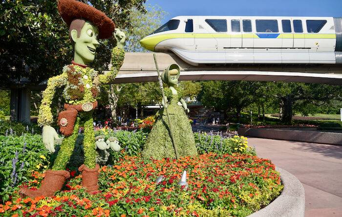 Woody and Bo Topiaries at the EPCOT International Flower and Garden Festival 2023