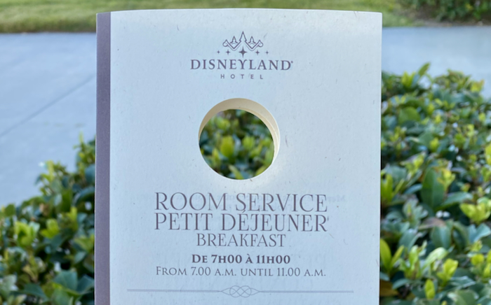 Disneyland Hotel Breakfast Room Service Menu at Disneyland Paris