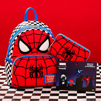 Amazon Exclusive Spider-Man Loungefly Backpack, Wallet and Pin Set