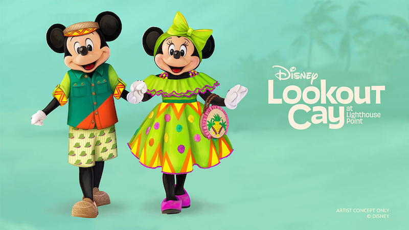 Mickey and Minnie in their Lookout Cay at Lighthouse Point outfits, concept art