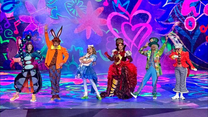 Alice & the Queen of Hearts: Back to Wonderland characters on stage during media event at Disneyland Paris